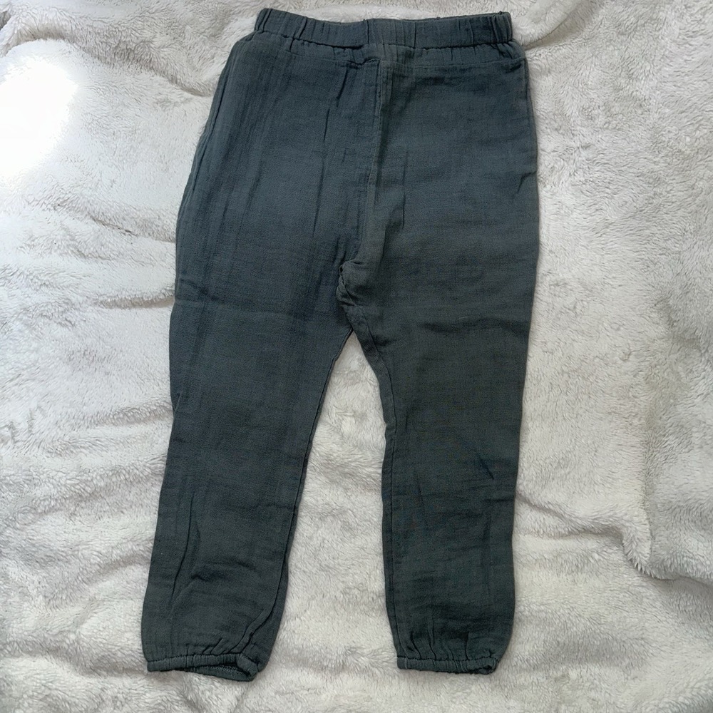 Gauzy Cotton Jogger Pant Beachy Coastal Unisex Kids 6 Teal Blue USA Made Crunchy - Picture 2 of 7